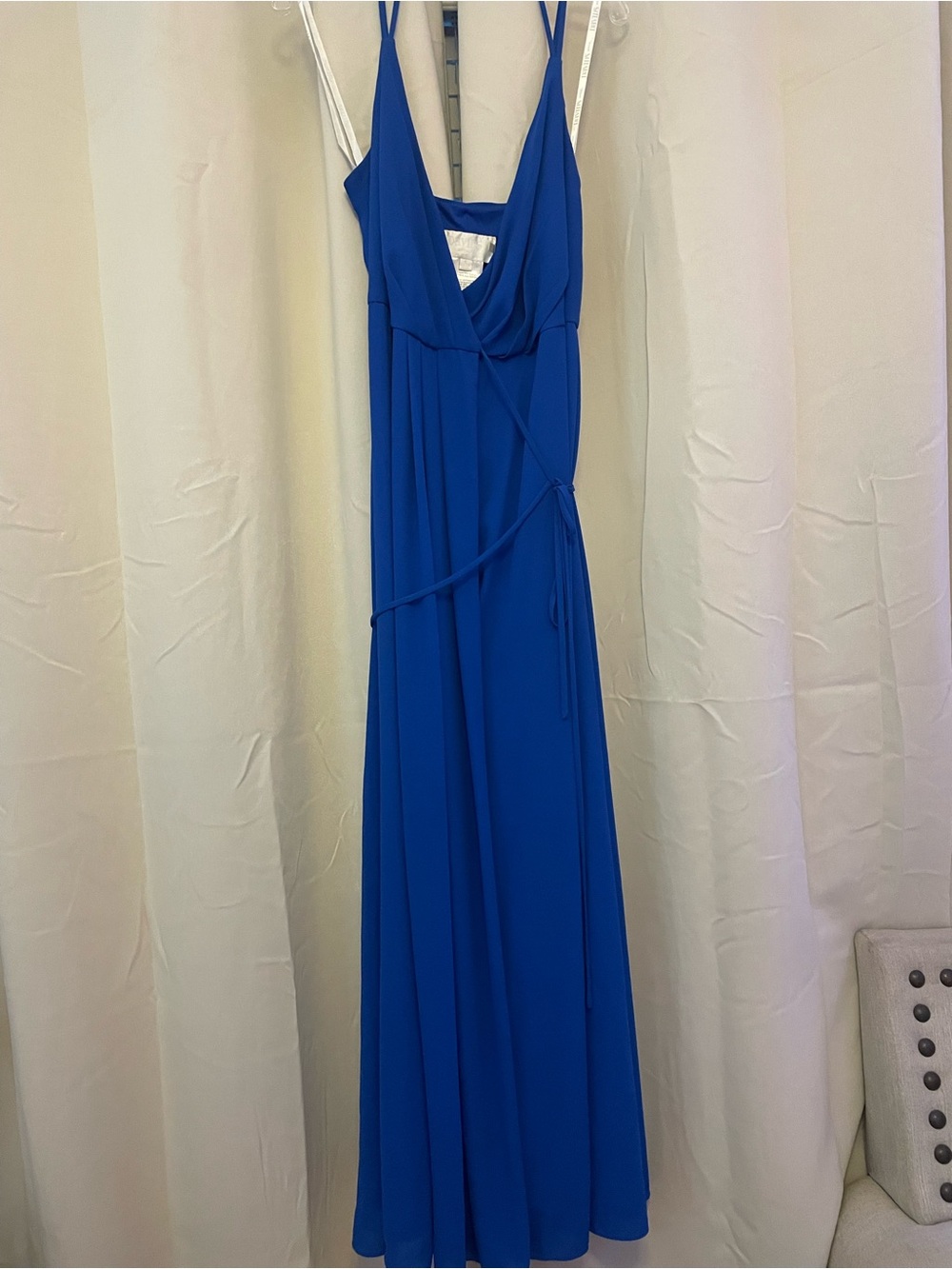 David's Bridal Cobalt Blue Spaghetti Strap Maxi Dress